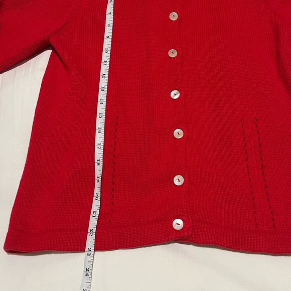 Liz Claiborne Red Sweater with White Buttons - Picture 6 of 6
